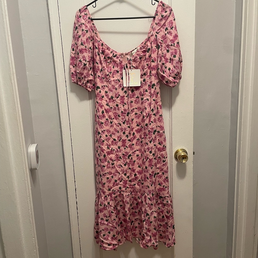 Showpo Pink Floral Midi Dress